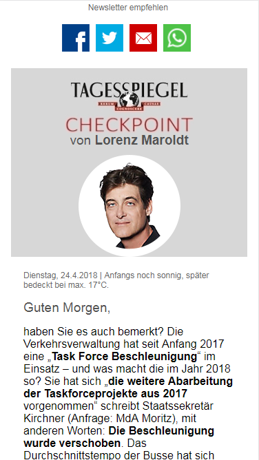 Tagesspiegel Newsletter Checkpoint » Urban Media