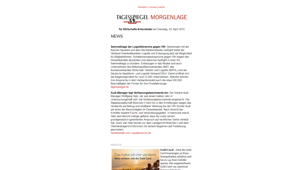 Tagesspiegel Newsletter Morgenlage Wirtschaft » Urban Media