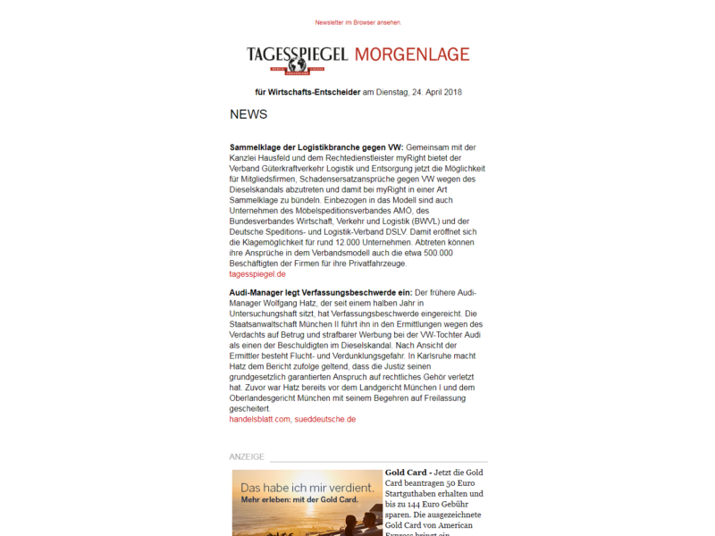 Tagesspiegel Newsletter Morgenlage Wirtschaft » Urban Media